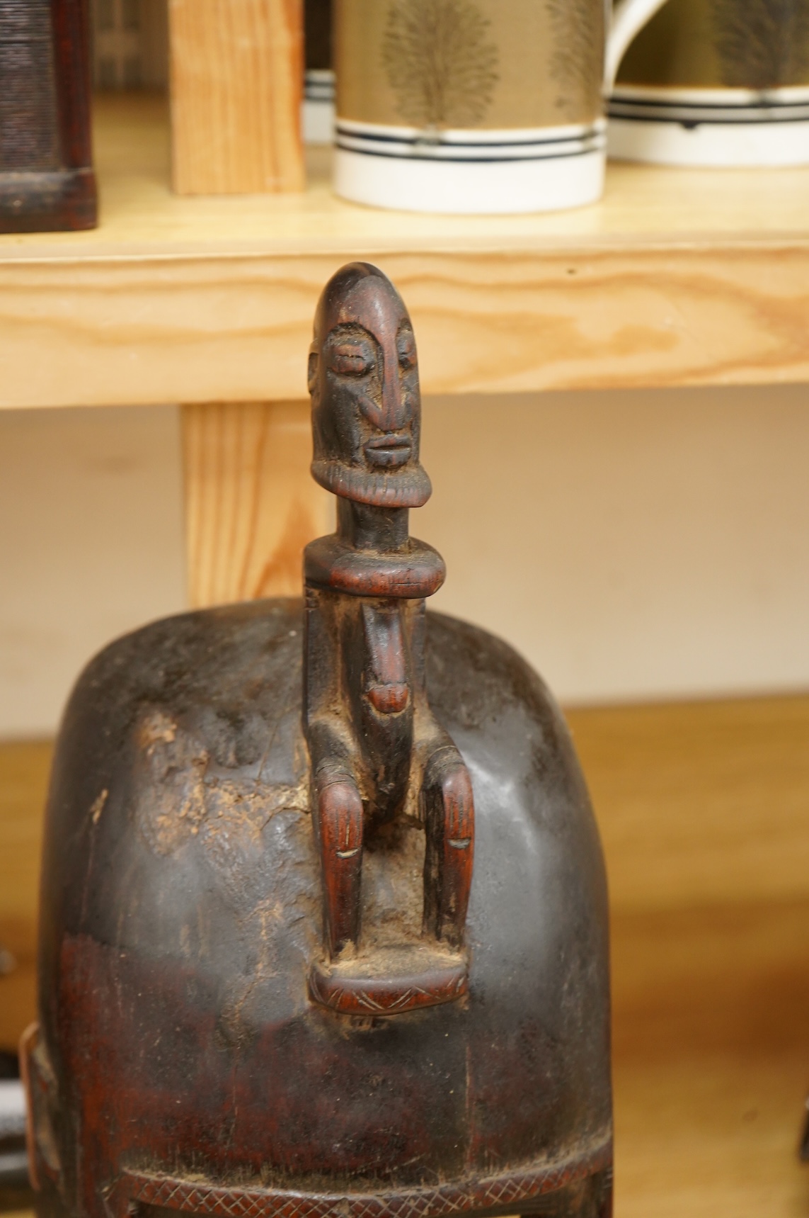 An African carved wood tribal Dogon mask, 49cm high